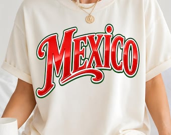 Mexiko PNG Sublimation, Mexiko Script Lettering Design, mexikanischer Retro DTF Download, Mexiko Pride Clipart, einfaches Mexiko Logo PNG Art