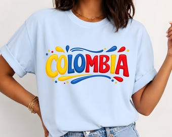 Colombia PNG Sublimation Design, Colombia Shirt PNG, Colombian Pride Download, Colombia Soccer DTF Clipart, Colombia Flag Colors Tee
