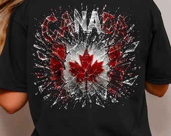 Canada PNG Sublimation, Broken Glass Canada Flag Shirt Design, Canada Day DTF Download, Shattered Maple Leaf Clipart, Canadian Pride PNG Art