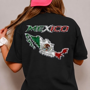 Mexico PNG, Mexico Chrome Shirt Sublimation, Mexican Flag Map DTF Download, Y2K Mexico Streetwear Clipart, Mexico Pride Tee PNG