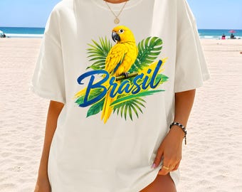 Brasil PNG Sublimation, Tropical Brazil Macaw Shirt Design, Brazilian Pride DTF Download, Brazil Parrot Clipart, Brasil Brazil Heritage Gift