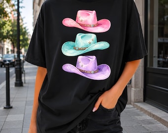Watercolor Cowboy Hat PNG, Pastel Cowgirl Shirt Design (Digital Download)