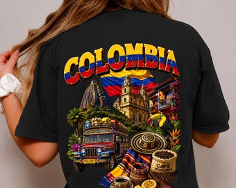 Colombia PNG Sublimation Design, Colombian Flag Chiva Bus Shirt Download, DTF Clipart, Viva Colombia Printable