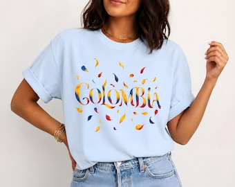 Colombia Shirt Sublimation Design, Colombian Flag DTF Download, Colombia Watercolor Clipart, Cute Colombia Tee PNG, Colombia Roots Script