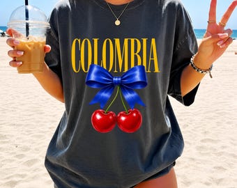 Kolumbien PNG Sublimation, Kokette Kolumbien Shirt Design, Kolumbianischer Bogen DTF Download, Kirschbogen Kolumbien Flagge Clipart, Columbianer PNG Geschenk
