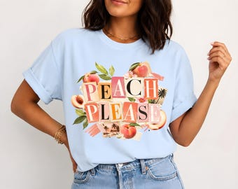 Pfirsich PNG Sublimationsdesign, trendiges Sommer-Shirt PNG, pfirsichfarbene ästhetische Sublimations-Download, Preppy Coquette DTF, Frucht-Liebhaber-T-Shirt