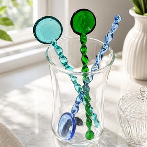 Bâtonnet mélangeur en verre fait main, agitateur à cocktail coloré, cuillère à mélanger réutilisable, accessoire de bar à café, cadeau pour barman