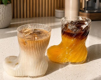 Boot Shaped Drinking Glass, Cowboy Boot Cup, Iced Coffee Tumbler, Novelty Cocktail Glass, Western Barware Gift