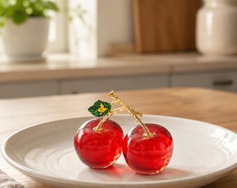 Figura de fruta de cristal, decoración de frutas de vidrio, adorno de fresa, cereza, uva y piña, regalos de Navidad, regalo de inauguración de casa