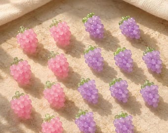 Mini Glass Grape Figurine, Pink Purple Fruit Ornament, Handmade Glass Food Decor, Kitchen Shelf Decor, Wine Lover Gift