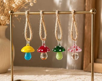 Colorful Glass Mushroom Beads, Handmade Lampwork Glass Charms, DIY Jewelry Making Supplies, Bracelet Necklace Craft Beads Gift