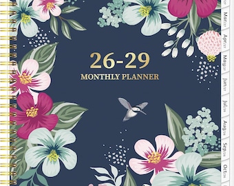 2026-2029 Monthly Planner 8.5x11 | 5 Year Calendar with Tabs Pocket & Habit Tracker | Spiral A4 Planner