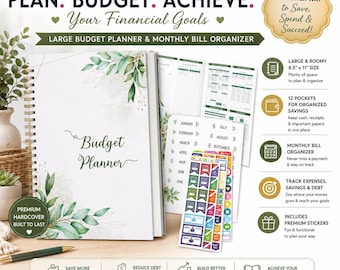 Budget Planner 8.5x11 | Expense Tracker and Bill Organizer | Savings, Debt & Finance Budget Book