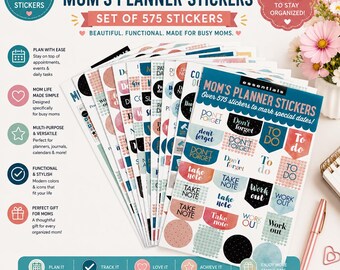 Mom Planner Stickers | 575 Calendar, Family Organizer, Journal Labels
