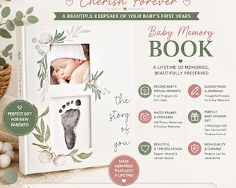 Baby Memory Book | Gender Neutral Keepsake Journal, Pregnancy Milestone Record