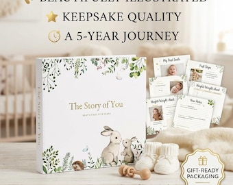 Baby Memory Book First 5 Years | Woodland Keepsake Journal & Photo Album| 9.75 x 9.25x 1.5