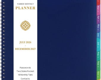 2026-2027 Monthly Planner | July 2026–December 2027, 9x11, Tabbed Pages