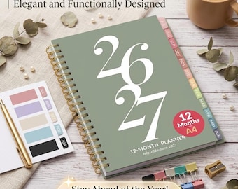 Academic Year Planner 2026-2027 | Weekly Monthly School Calendar | Tabs And Flexible Cover
