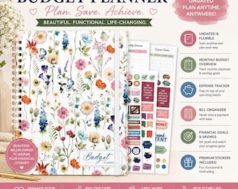 Wildflower Budget Planner | Undated Monthly Finance & Expense Tracker