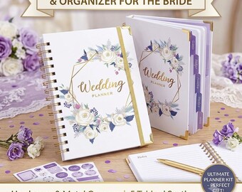 Wedding Planner Book | Bridal Wedding Organizer | Hardcover Planning Binder with Tabs, Pockets & Stickers