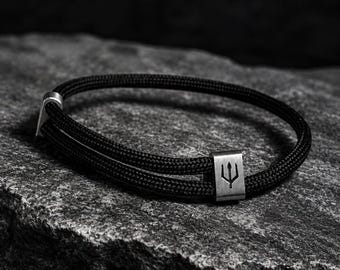 Bracciale in paracord nero da uomo, Origin Rope, bracciale minimalista regolabile