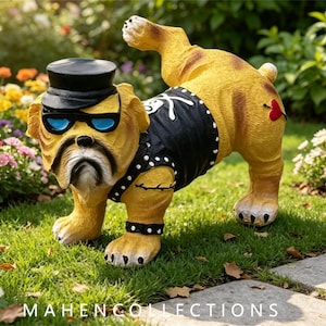 Funny Punk Bulldog Resin Statue, Cool Sunglasses Dog Garden Figurine, Whimsical  Outdoor Desktop Ornament, Unique Decor Gift for Dog Lovers
