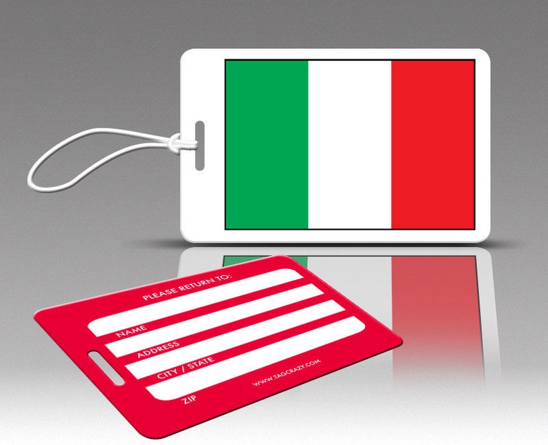 2 pcs ITALY Flag Luggage Tags Personalized Custom Luggage Etsy