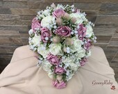 Pink Thistle With Foam Roses & Gypsophila, Artificial Wedding Flowers, Elegance, Bridal Bouquet, Bridesmaid, Flower Girl, Wedding