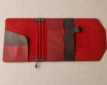 Funda personalizada de cuero para cuaderno A5, cuaderno de viaje con inserto grueso, cuaderno de cuero con lomo ancho.