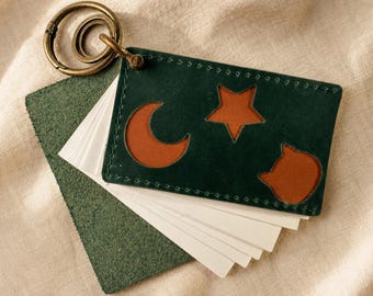 Mini cuaderno de cuero personalizado, diario de bolsillo con bolsillo para tarjetas, libreta de notas de cuero Crazy Horse, bonito regalo con diseño recortado.