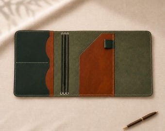 Funda personalizada de cuero para cuaderno A6, funda tríptico para diario, funda recargable TN con ranuras para tarjetas y bolsillo, regalo personalizado grabado en tamaño A5.