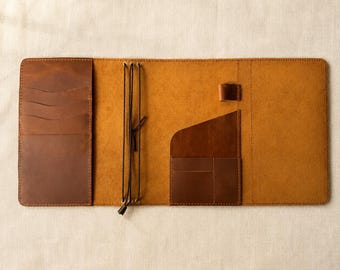 Reservado para Erica, funda personalizada de cuero para cuaderno A5.