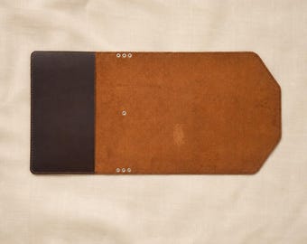 Funda personalizada de cuero para cuaderno A5 A6, funda minimalista tríptico para diario con solapa decorativa