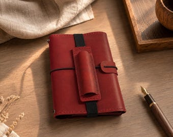 Portalápices de cuero extraíble, con presilla elástica para bolígrafos, ideal para cuadernos de viaje, diarios y agendas.