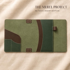 Personalized A5 Leather Notebook Cover, Thick Insert Travelers Notebook, Wide Spine Leather Journal, The Merel Project