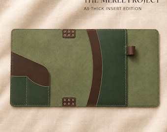 Funda personalizada de cuero para cuaderno A5, cuaderno de viaje con inserto grueso, diario de cuero con lomo ancho, The Merel Project