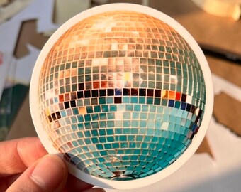 Pegatinas estéticas Hydro Disco Ball con corte de beso, imanes para coche, accesorios y regalos para mamás, vinilo con logo