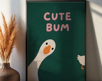 Anka-poster, fånig gås-poster, humoristisk konsttryck, lekfull illustration, nyckfull väggdekor, söt konst