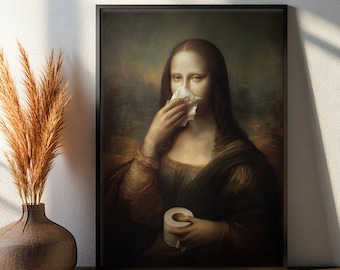 Rolig badrumsväggkonst, Mona Lisa-affisch, kvinnans badrumshumor, toaletthumor, present till konstnär, toalettpresent