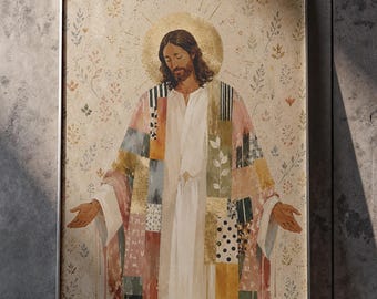 Lámina artística de Jesús: «La paz sea con vosotros», «La fe vence al miedo», Impresión religiosa digital