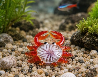 Miniature Glass Crab Figurine, Handmade Sea Animal Sculpture, Aquarium Decor, Coastal Home Decor, Ocean Lover Gift