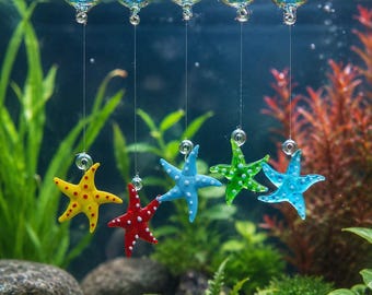 Hand-Blown Glass Starfish Ornament: Floating Bubble Starfish – Aquarium Decor, Miniature Landscape Accent, Housewarming Gift,Christmas gifts