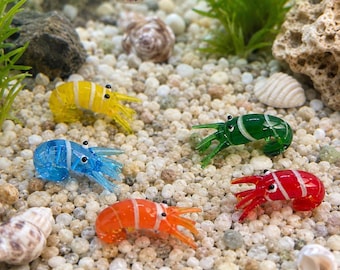 Hand-blown glass shrimp, marine life figurine, aquarium ornament, gift for ocean lovers,Christmas gifts