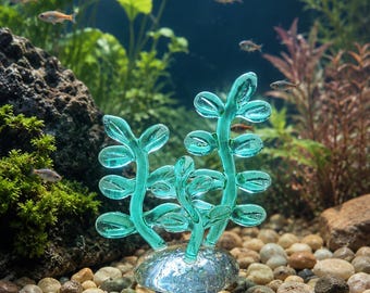 Handmade Glass Aquarium Plant Sculpture, Mini Glass Water Plant Decor, Underwater Terrarium Ornament, Fish Tank Aquascape Gift