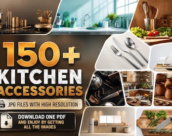 Collage di accessori da cucina con utensili ed elettrodomestici