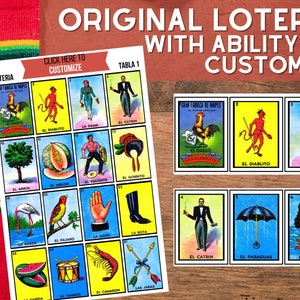Plantilla personalizable del juego de lotería original para Canva / Bingo mexicano / Personalizar / Lotería personalizada