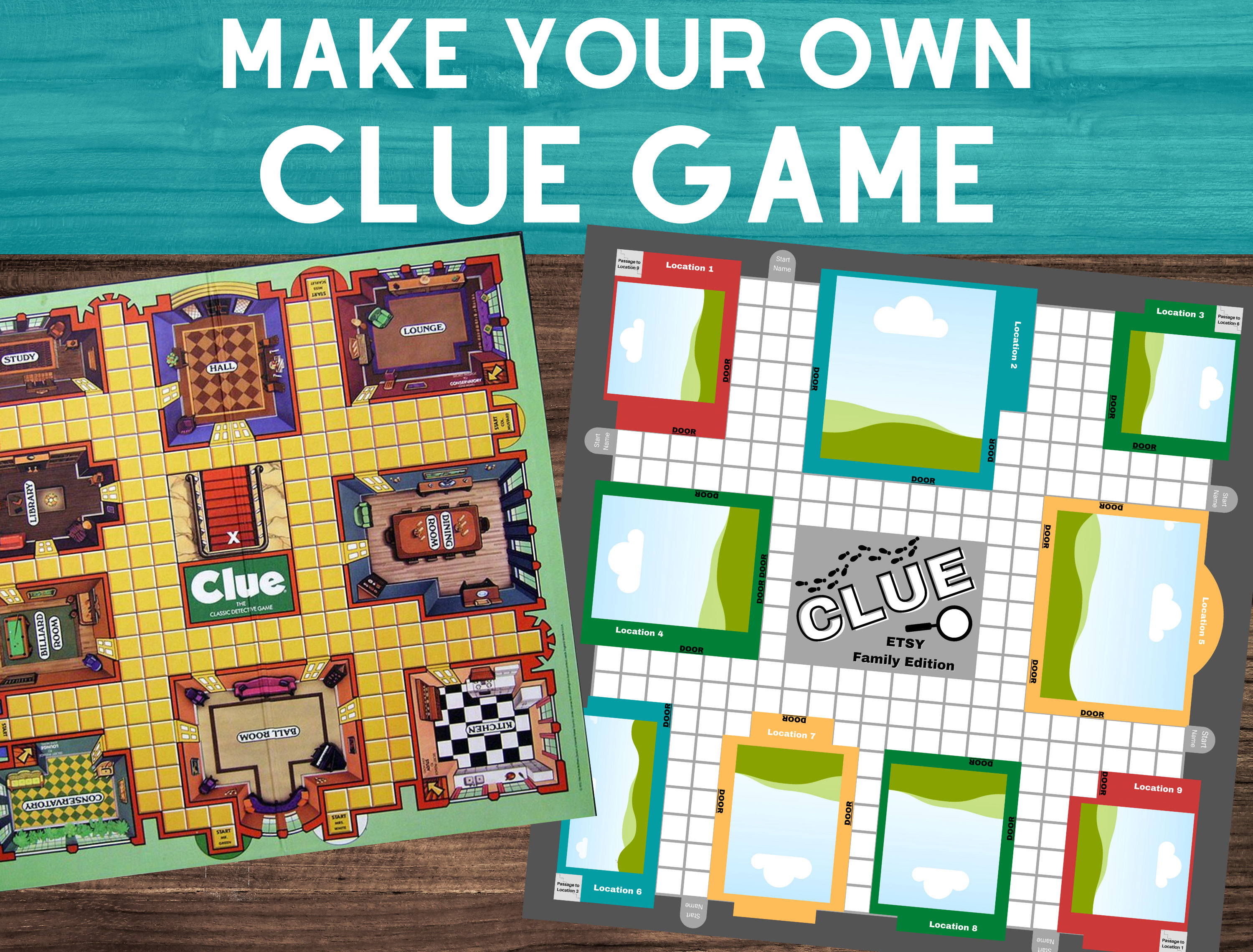 Clue Game Template for Canva Family Game Night Personalize -  Portugal