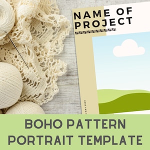 Boho Project Pattern Template for Canva ~ Portrait Orientation | Crochet Knit