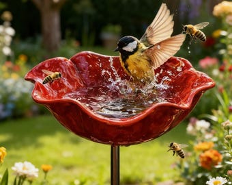 花形の金属製バードバス支柱、庭の鳥の餌台の装飾