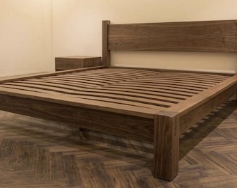 Designer solid oak bed with nightstands